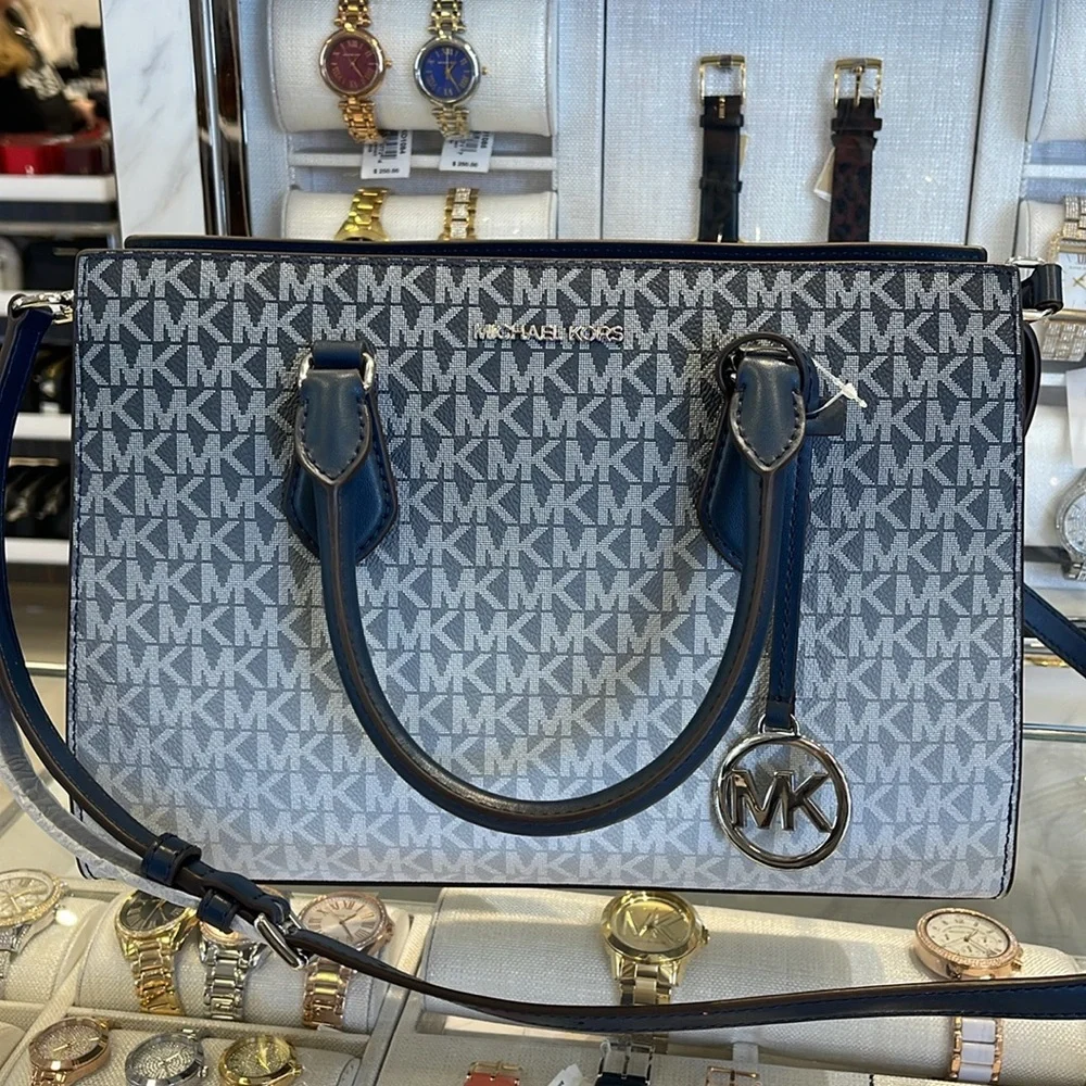 Michael Kors Sheila Medium Signature CZ Logo Satchel Crossbody Center Zip
Navy - Picture 7 of 16